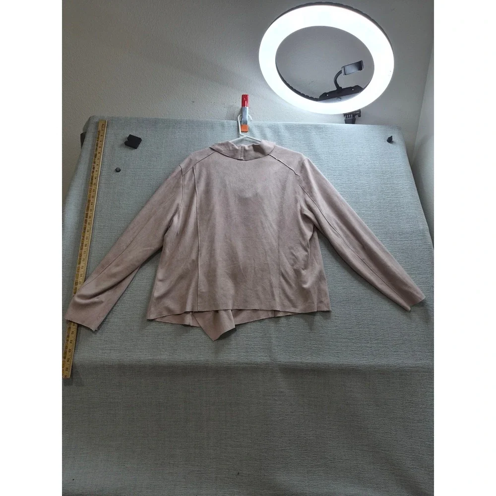 BlankNYC Asymmetrical Faux Suede Drape Front Jacket Womens 3X Pink Full Zip
